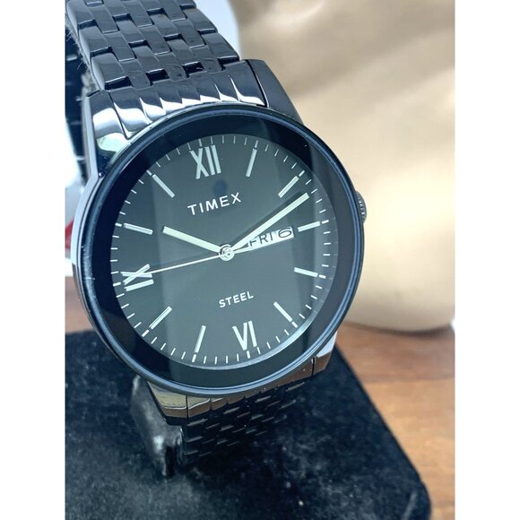 Timex Men's Watch TW2T50400 Quartz Black Dial Day Date Stainless Steel 41mm - Picture 13 of 14